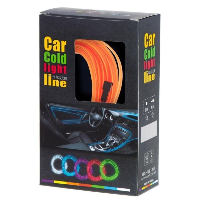 Orange 3M LED Ambient Car Lighting Strip, USB och 12V-driven