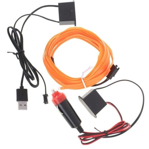 Orange 3M LED Ambient Car Lighting Strip, USB och 12V-driven