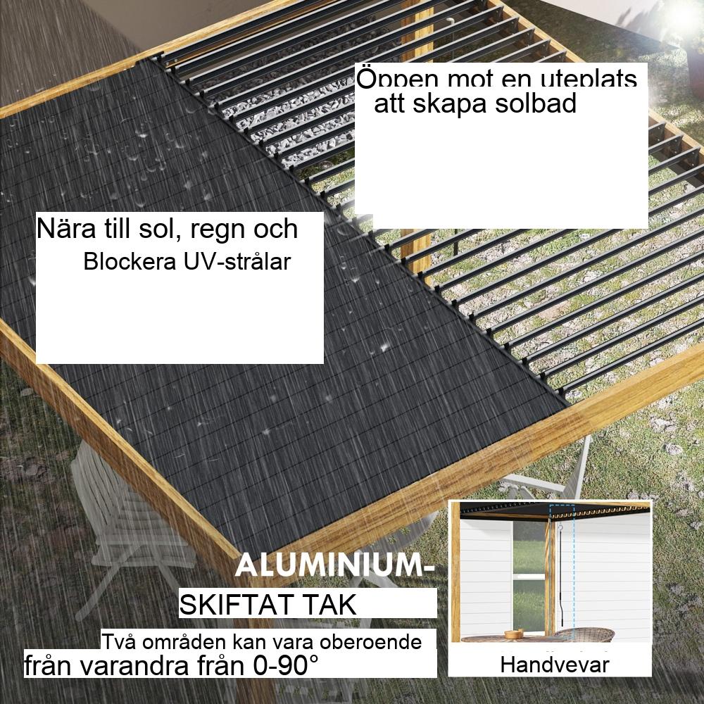 Justerbar aluminiumpergola, UV-skydd, 3x3m altantak för trädgård och balkong