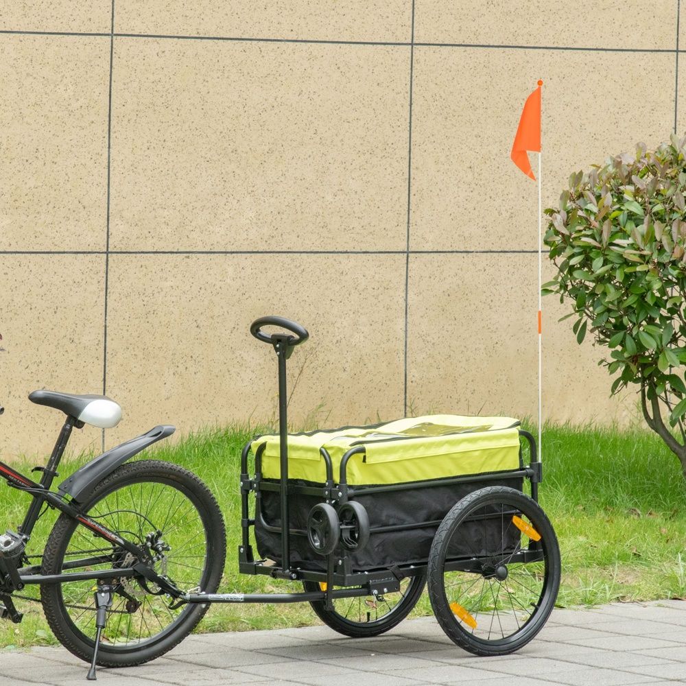 2-i-1 lastvagn, cykel och vagn, med broms, förvaringsväska och reflektorer (40 kg kapacitet)