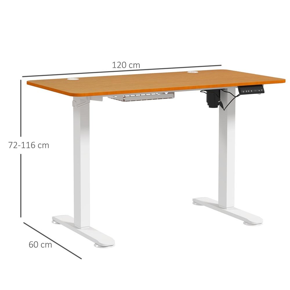 Elektriskt stående skrivbord, höj- och sänkbar, anti-kollision, topp i naturträ