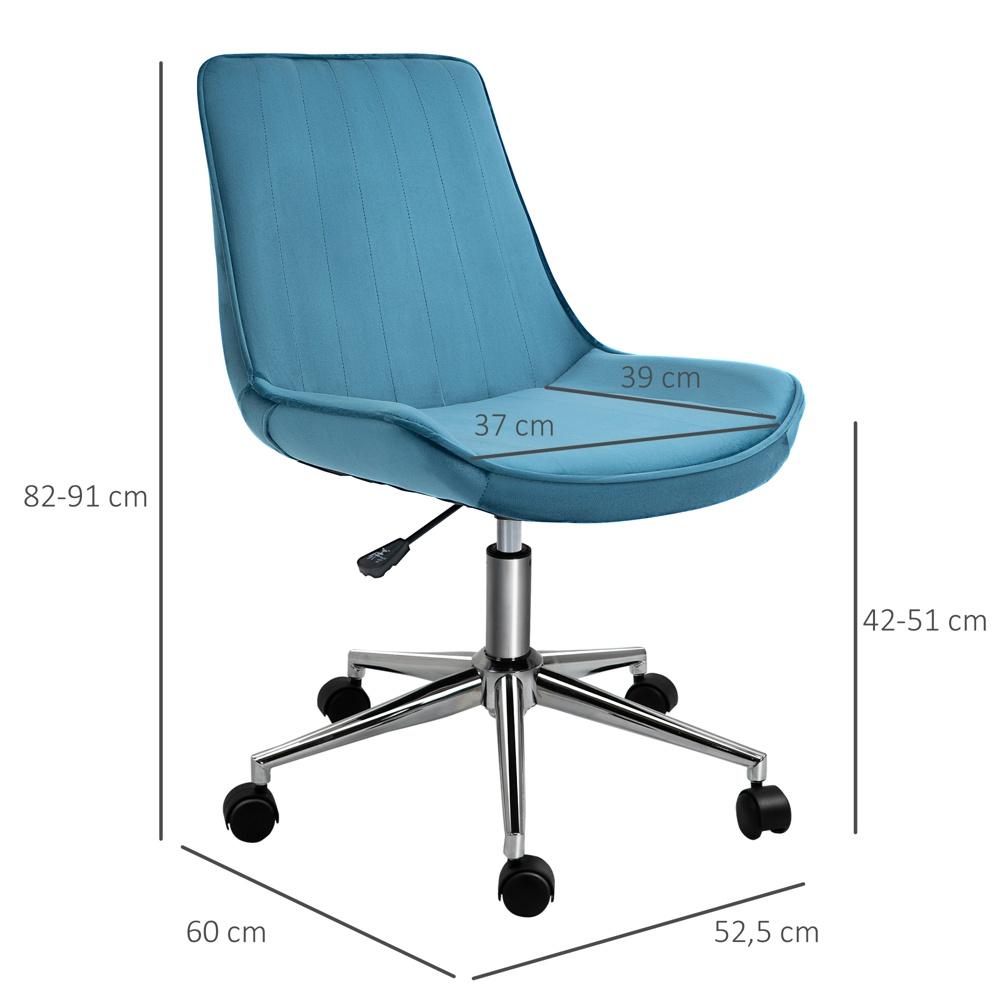 Blue Velvet ergonomisk kontorsstol Höjdjusterbar 360° rotation upp till 120 kg