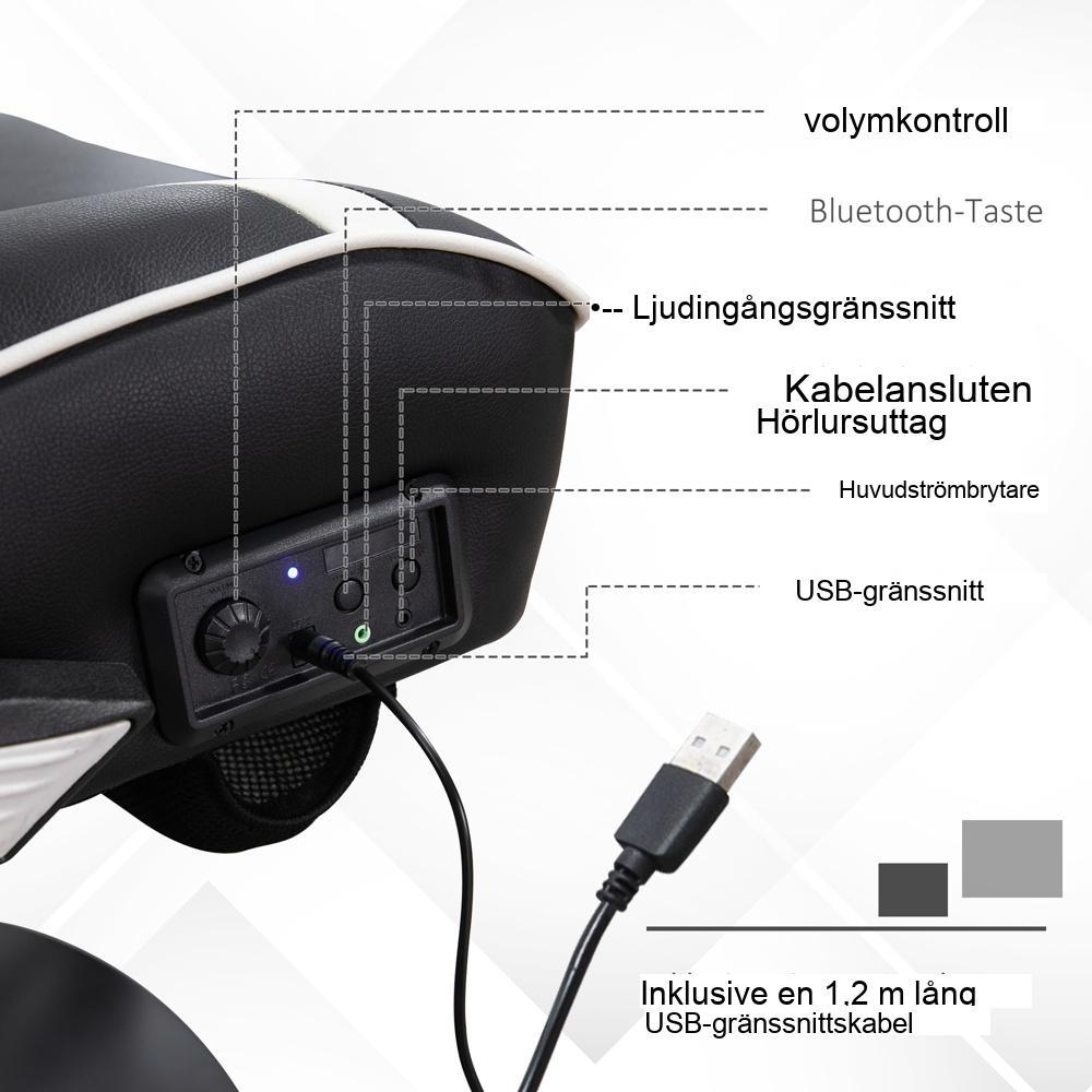 Ergonomisk spelstol med gungfunktion, Bluetooth-högtalare och justerbar höjd