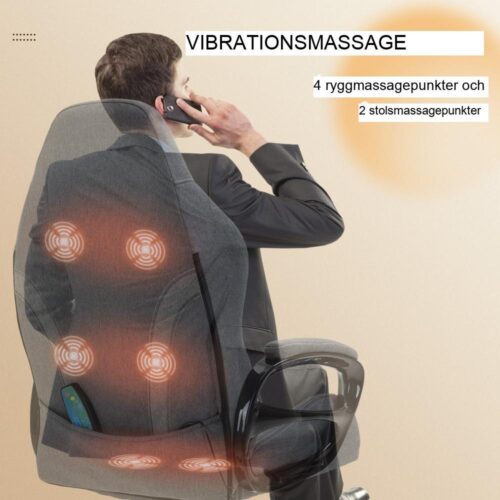 Ergonomisk spelstol med massage, höjdjusterbar, grå