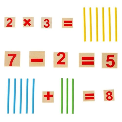 Montessorikulramset av trä med färgglada pinnar för matematikinlärning