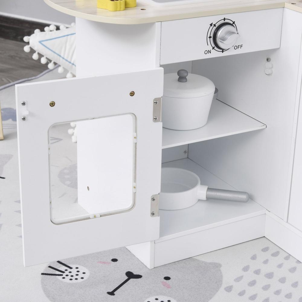 Kids Play Kitchen med elektronisk vattendispenser och tillbehör