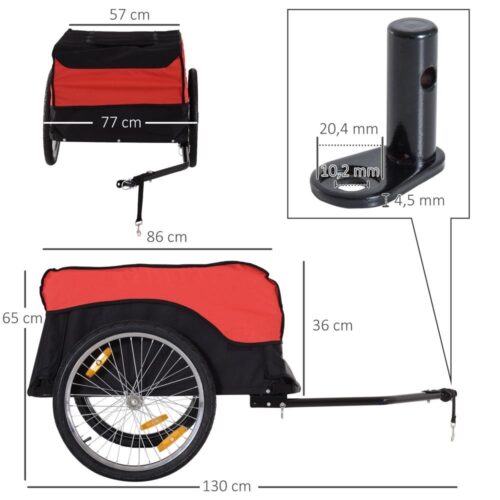 Röd-svart lastvagn för cyklar – 40 kg kapacitet, hopfällbar design