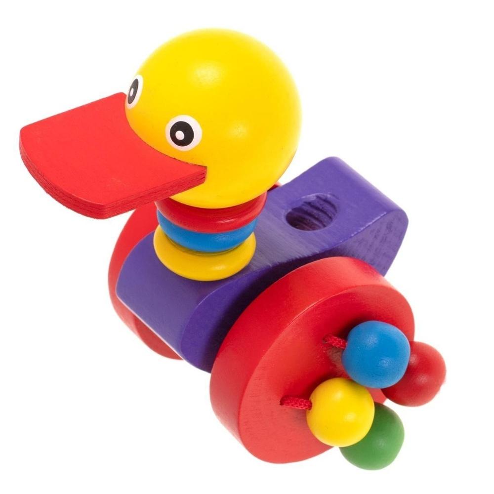 Wooden Duck Walking Stick Pusher Toy för småbarn