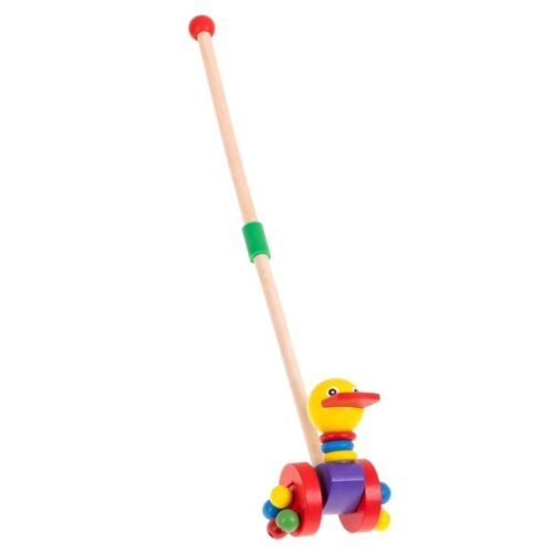 Wooden Duck Walking Stick Pusher Toy för småbarn