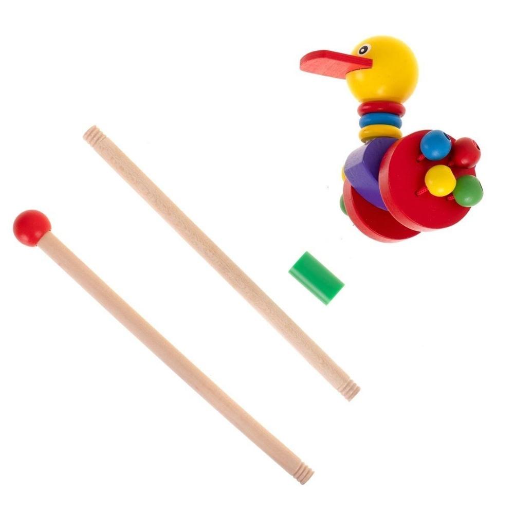 Wooden Duck Walking Stick Pusher Toy för småbarn