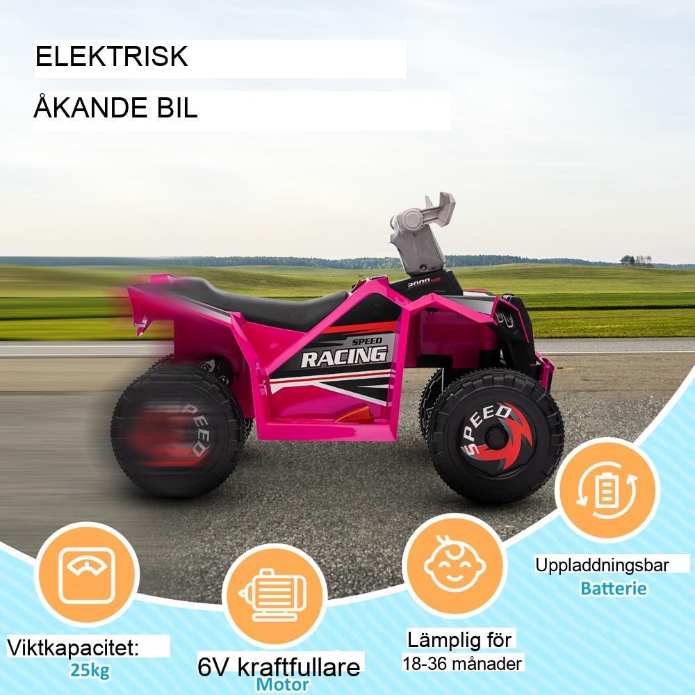 Pink Electric Kids Quad, Fram/Back, Säker 2,5 kmh hastighet för åldrarna 1-3