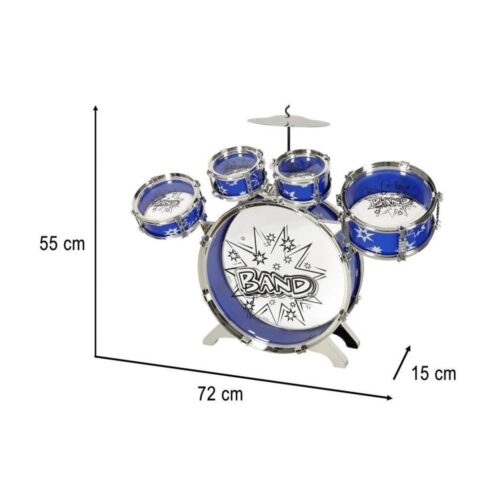 Trumset för barn med cymbaler och pall, ålder 3+ 72 cm plast