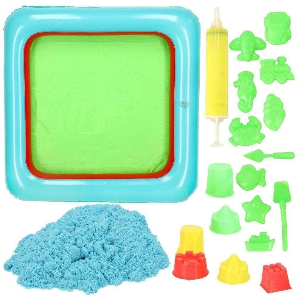 2 kg Kinetic Sand Set med formar, uppblåsbar sandlåda och pump