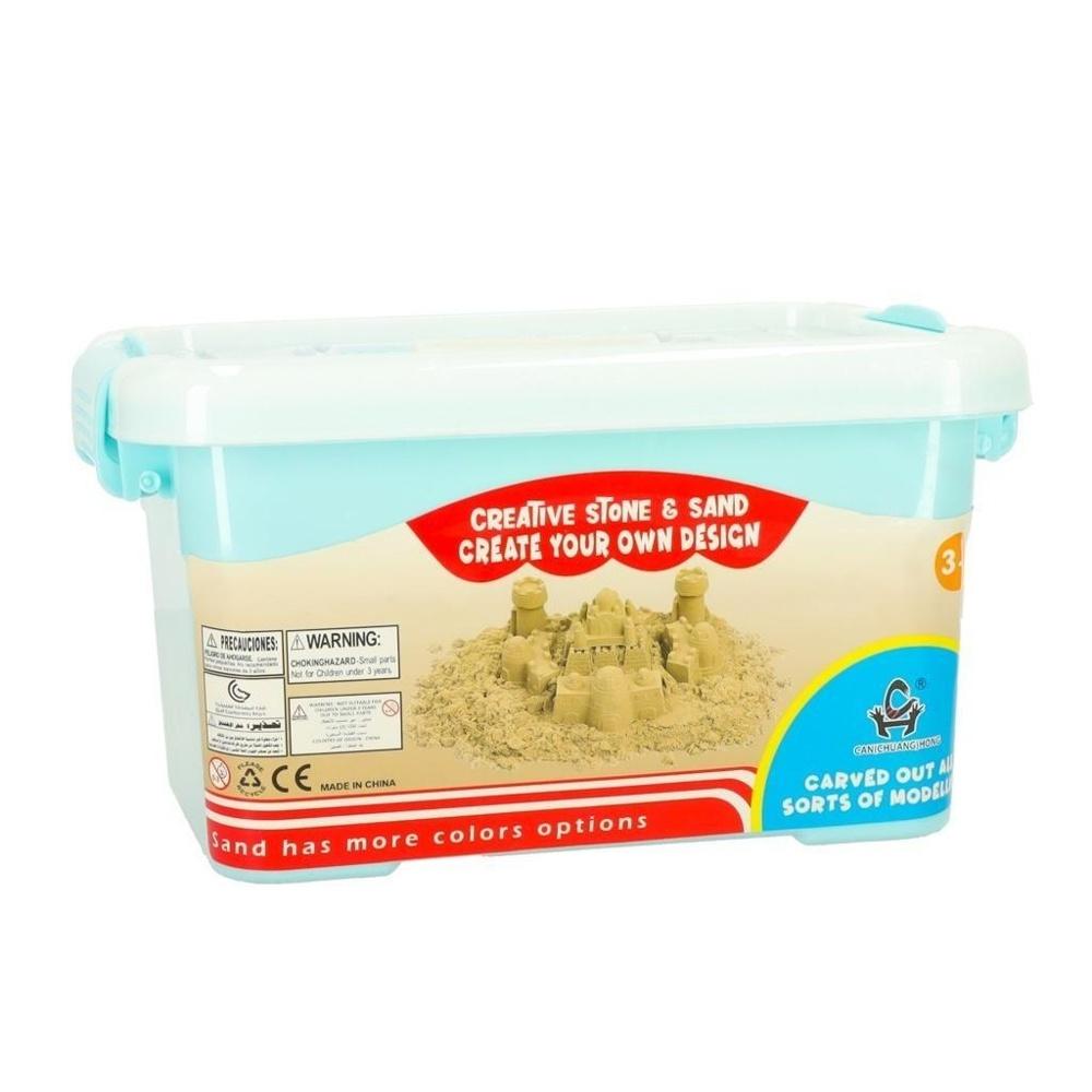 1KG Kinetic Sand Set med sandlåda, 8 formar och pump för kreativ lek