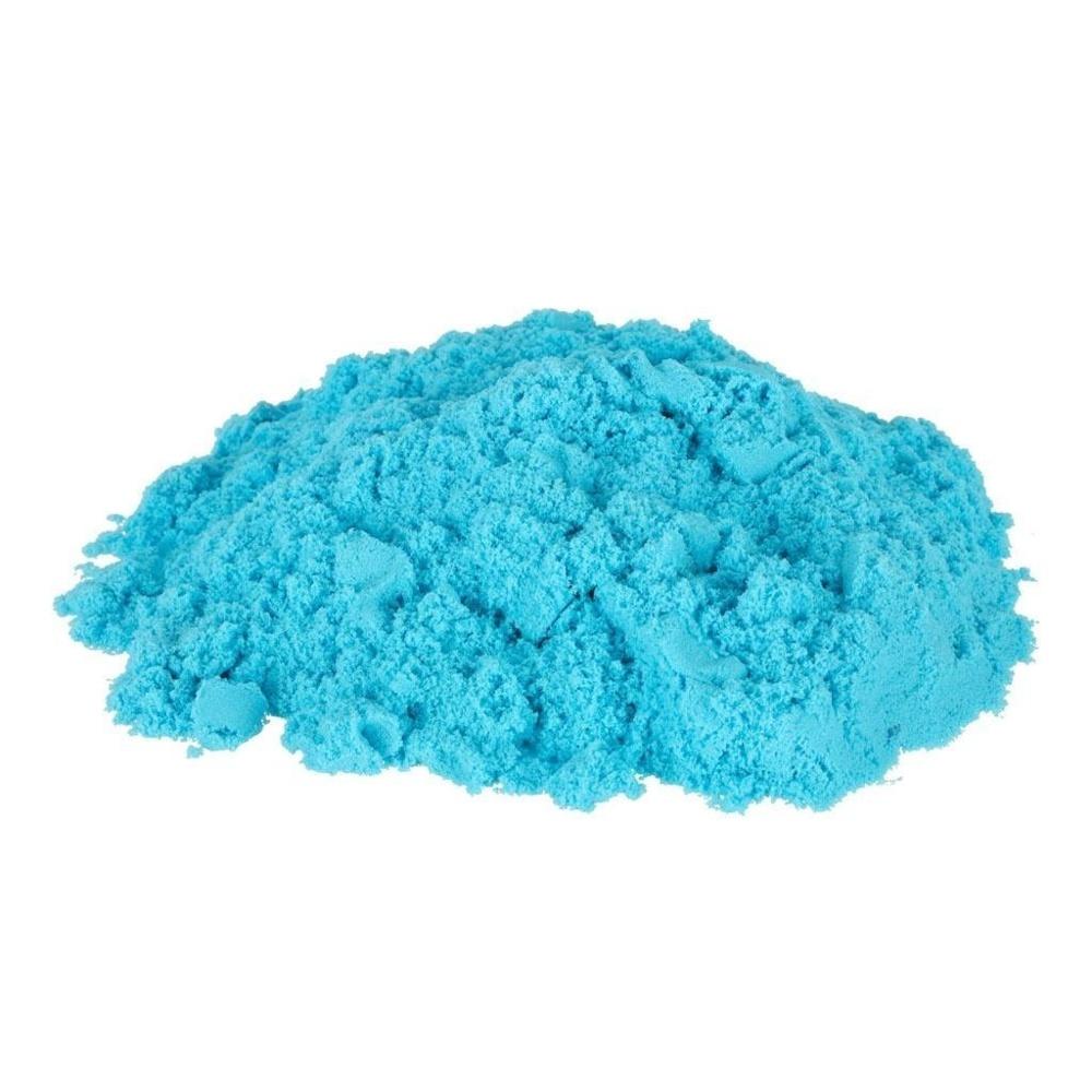 Blue Kinetic Sand Set – 1 kg modelleringssand med 8 formar och uppblåsbar sandlåda