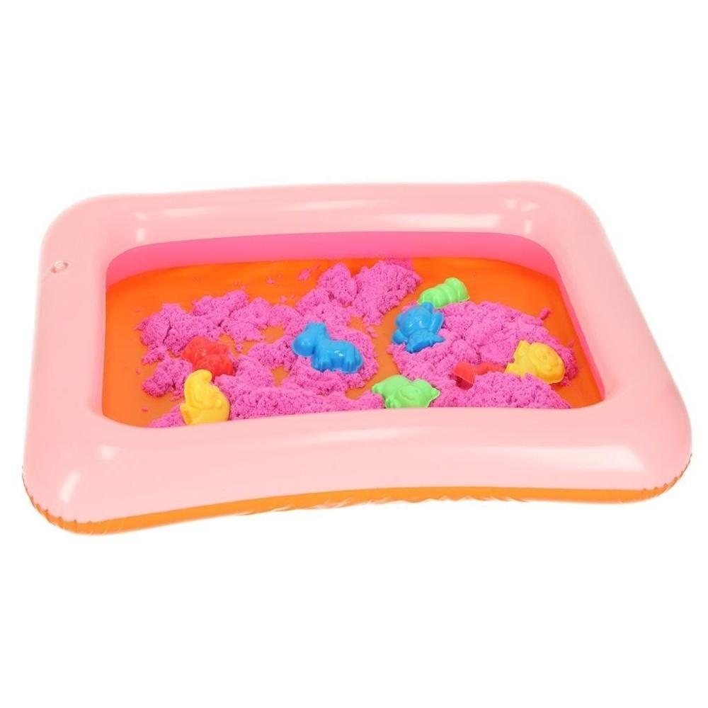 Pink Kinetic Sand Playset 1 kg med 8 formar, sandlåda och pump