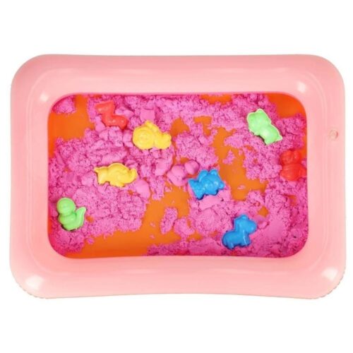 Pink Kinetic Sand Playset 1 kg med 8 formar, sandlåda och pump