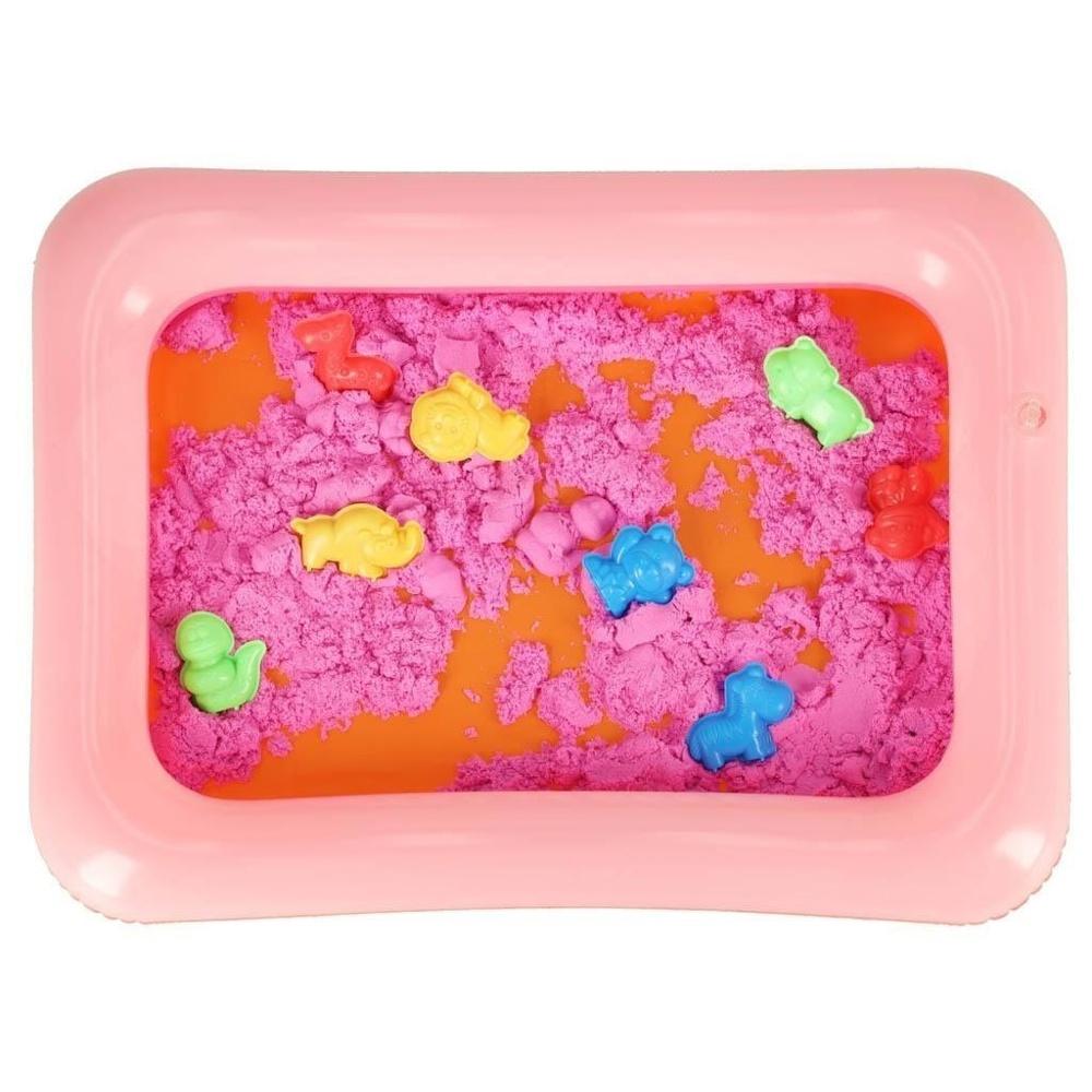 Pink Kinetic Sand Playset 1 kg med 8 formar, sandlåda och pump