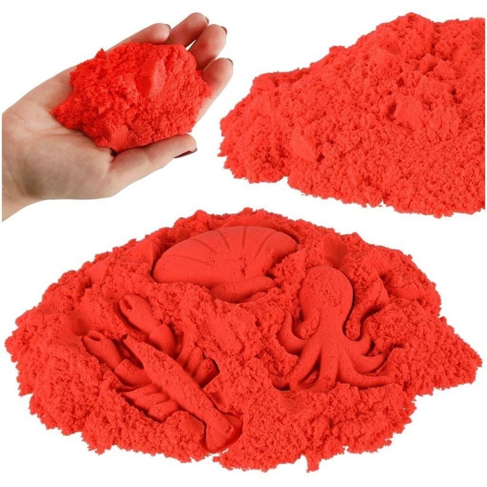 Röd Kinetic Sand 1 kg väska – smutsfri kreativ lek 3+ år