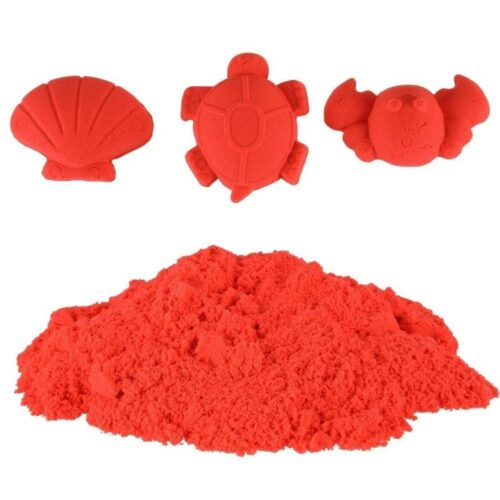 Röd Kinetic Sand 1 kg väska – smutsfri kreativ lek 3+ år