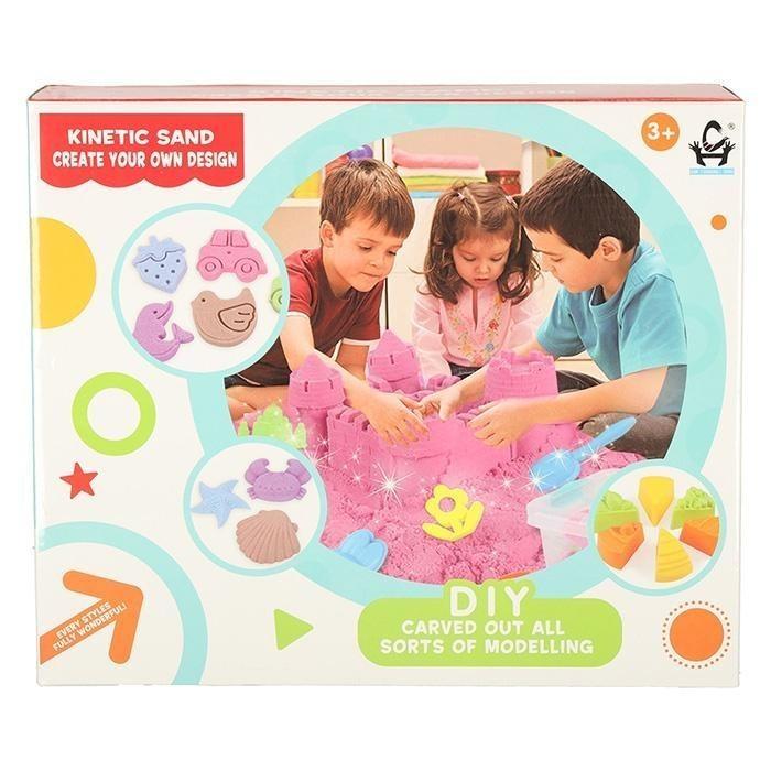 1 kg Kinetic Sand Set med uppblåsbar sandlåda och 18 formar