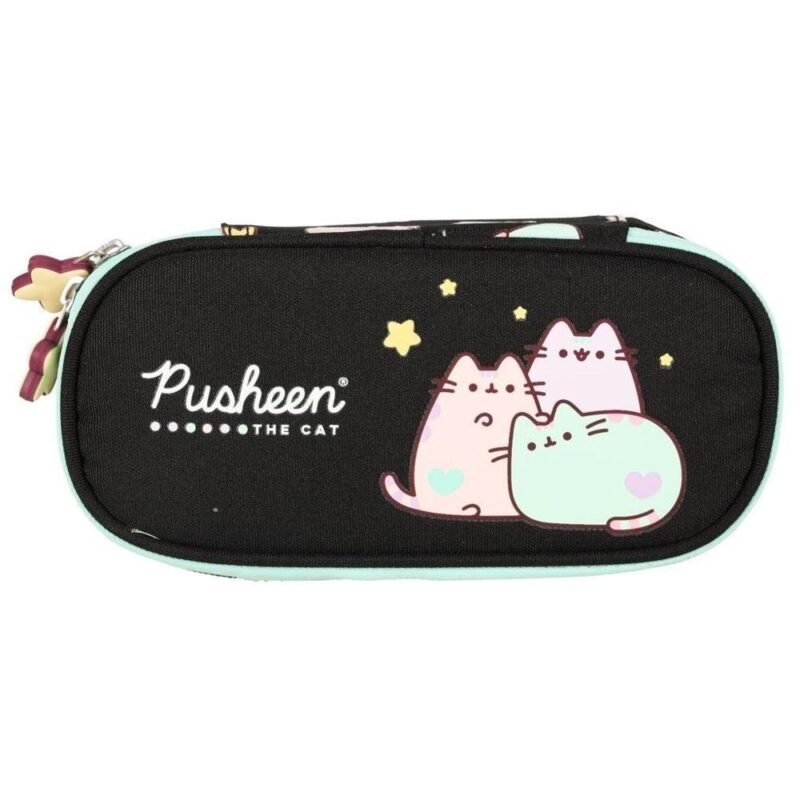 Pusheen Pastell vadderad pennfodral med flik – Skoltillbehör med stor kapacitet