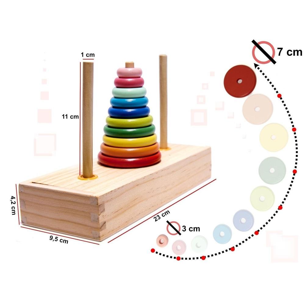 Träregnbågssorterare och Hanoi Tower Pussel för barn från 2+