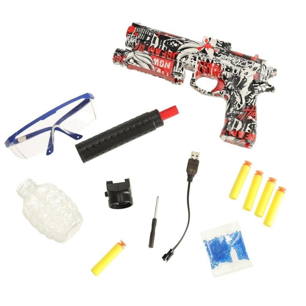 Dual Cartridge Gel Ball Blaster med skumammunition, uppladdningsbart batteri och 550+ bollar