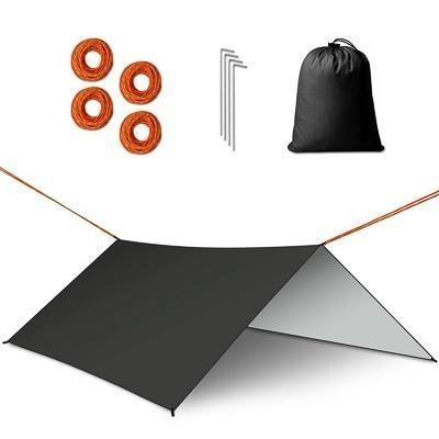 Vattentät svart campingpresenning, hängmatta regnskydd, 3m x 3m