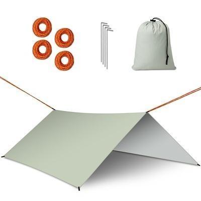 Grå vattentät hängmatta regnpresenning, campingskydd och solskydd (3m x 3m)