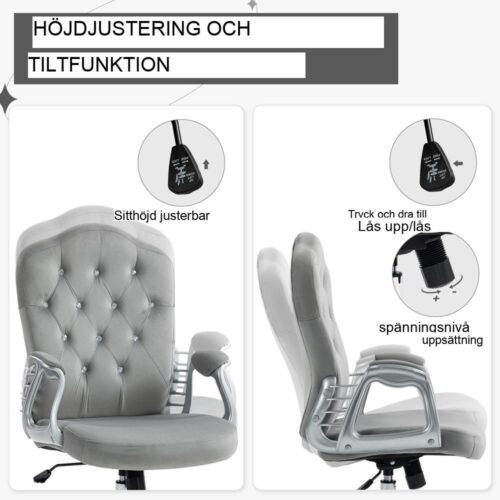 Ergonomisk kontorsstol med gungfunktion och justerbar höjd