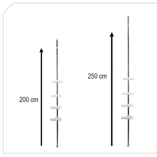 Justerbar hörnduschhylla med fyra hyllor, höjd upp till 260 cm