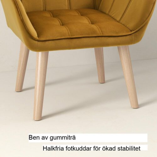 Scandinavian Velvet Wingback Stol med upphöjda ben – Gul