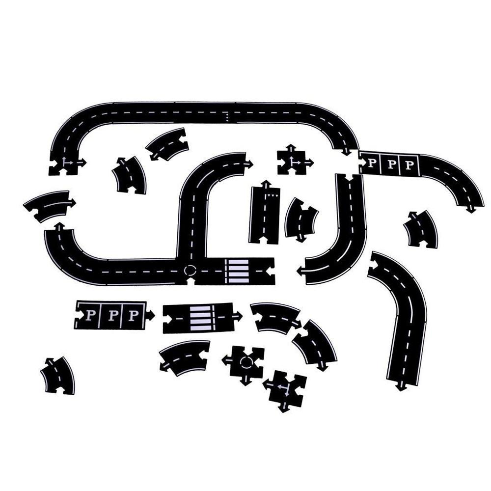 2-i-1 vägpussel – 40 bitar, kreativ lek och bilbana för barn