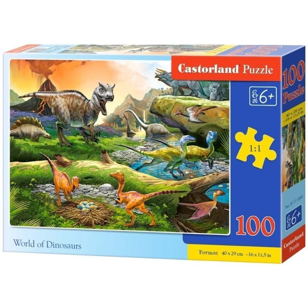 CASTORLAND World of Dinosaurs 100-bitars pussel för barn och familj