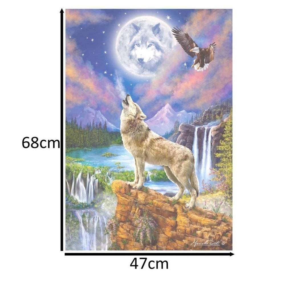 CASTORLAND 1500-bitars Wolf’s Night Pussel, 68×47 cm Väggdekor Familjespel