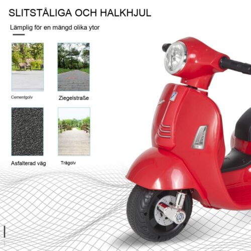 Officiellt licensierad Vespa Electric Kids Motorcykel, Röd