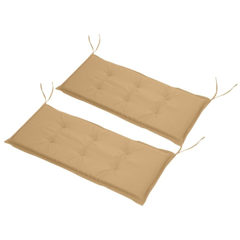 Beige bänkkuddar set om 2 för trädgård, slitstarka polyesterkuddar (120x54cm)