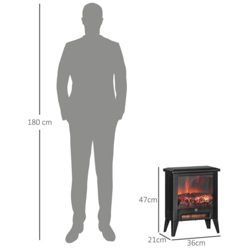 Elektrisk öppen spis med värmare, realistisk flameffekt, justerbar temperatur, överhettningsskydd