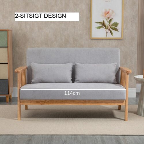 Grey Velvet Loveseat-soffa, 2-sits med armstöd och kuddar (upp till 200 kg)