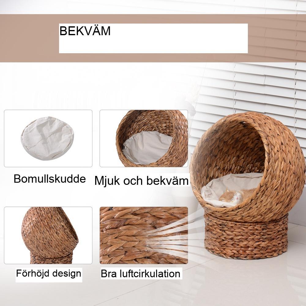 Modern Rattan Cat Bed with Dyna – Upphöjd och mysig Cat Haven