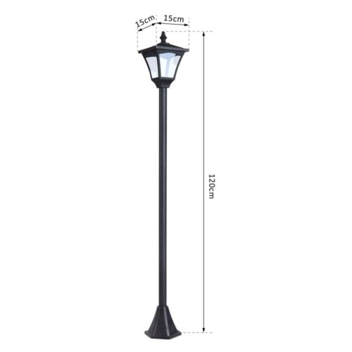 Solar Garden Lantern, LED Path Light, Svart, IP44 Vattentät, 30 Lumen