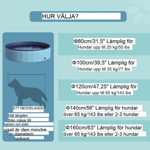 Stor blå hundpool – Svalkande PVC träpool för hundar Ø140xH30cm