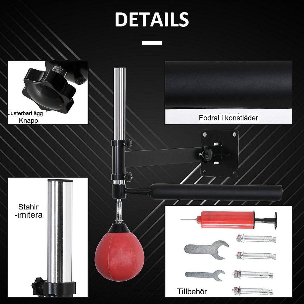 Justerbar höjd Boxning Väggfäste Punching Ball Training Kit Röd