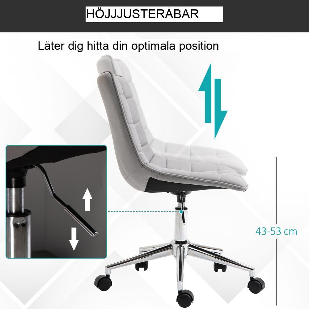 Ergonomisk kontorsstol höjdjusterbar, ljusgrå för hemmakontor