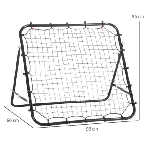 Black Steel Football Rebounder Wall för träning och lek – Justerbar 96x80x96cm