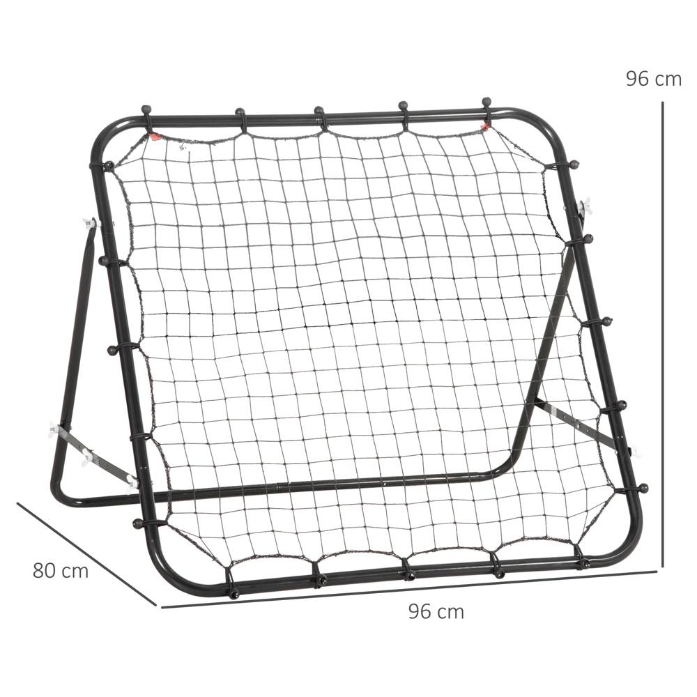 Black Steel Football Rebounder Wall för träning och lek – Justerbar 96x80x96cm