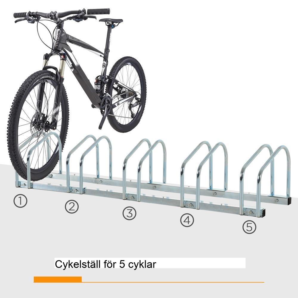 Expanderbart Silver Cykelställ – 5 cyklar, upp till 55 mm däck