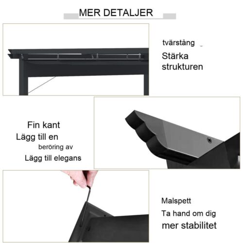 Grå aluminiumpergola med infällbart tak, 3x3m trädgårdslusthus