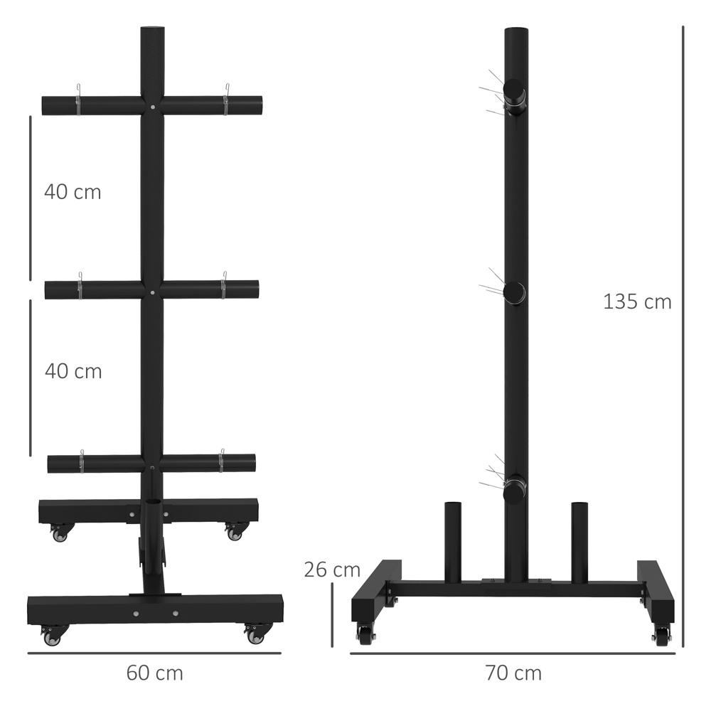 Black Steel Weight Plate Rack Organizer och skivstångsstativ – Rymmer 200 kg